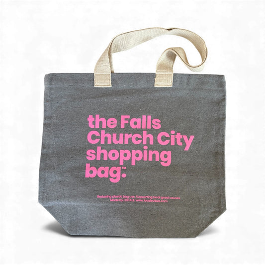 LOCALE Reusable Canvas Tote — Light Ash Grey / Electric Pink — Printed in the USA