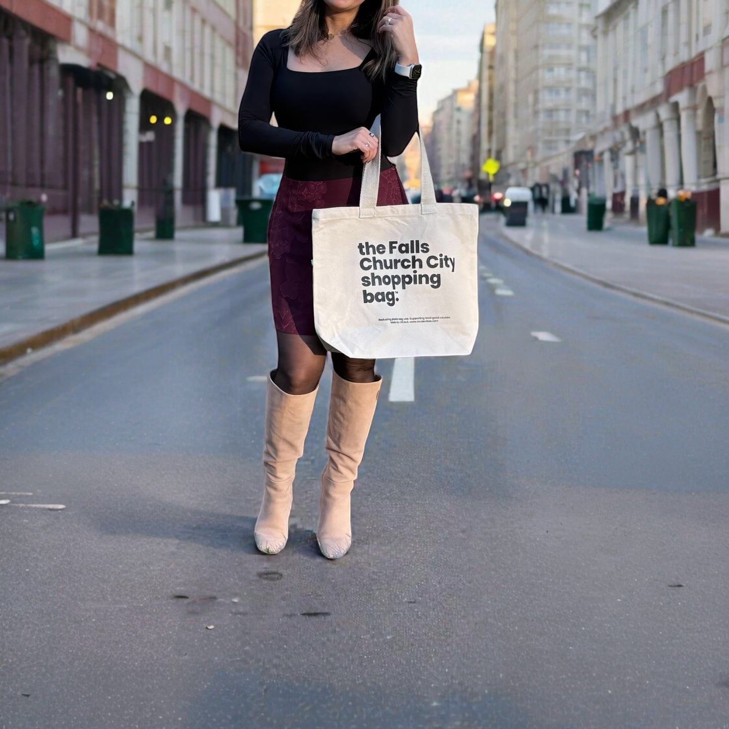 LOCALE Reusable Canvas Tote — Natural / Black —  Printed in the USA