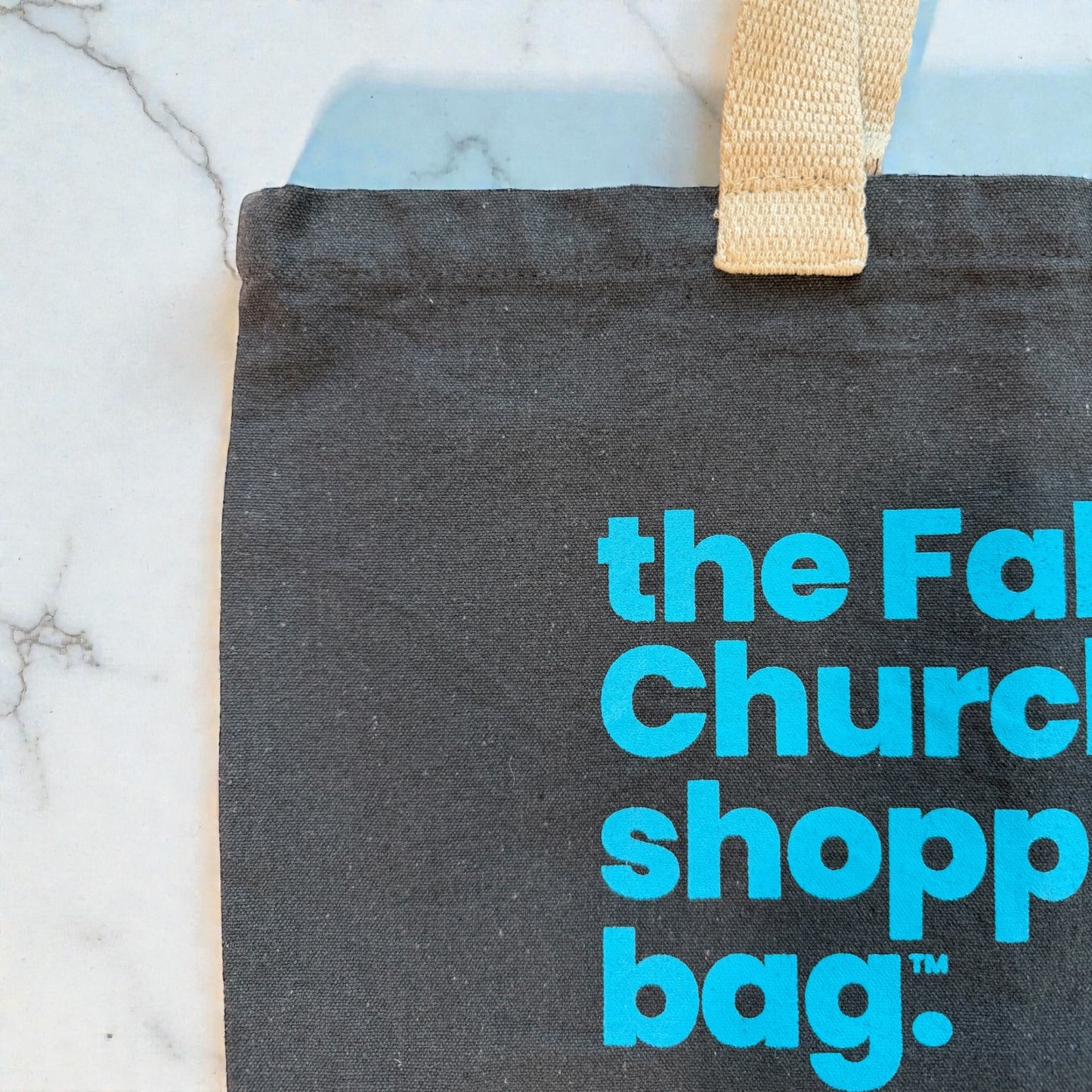 LOCALE Reusable Canvas Tote — Charcoal Grey / Azur Blue —  Printed in the USA