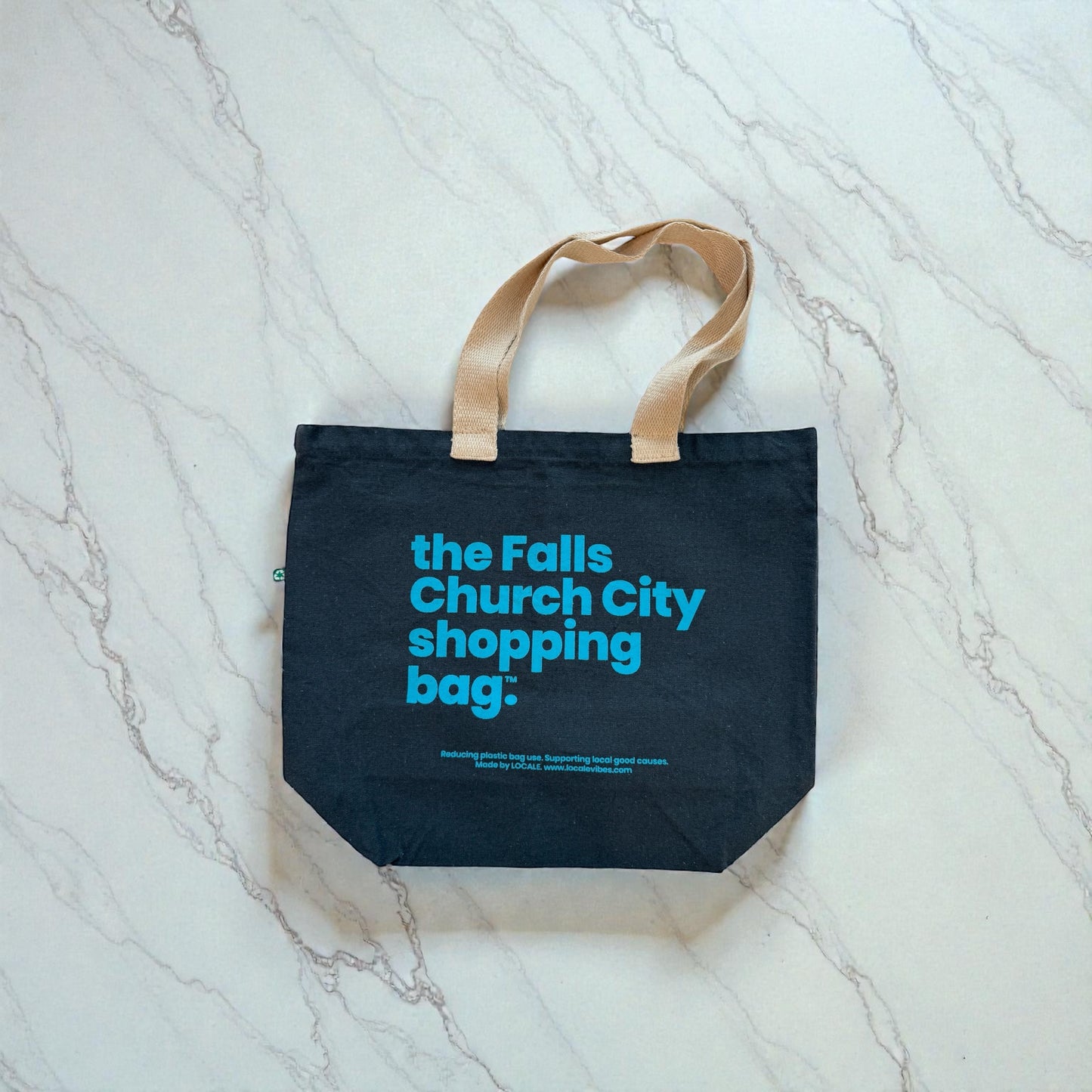 LOCALE Reusable Canvas Tote — Charcoal Grey / Azur Blue —  Printed in the USA