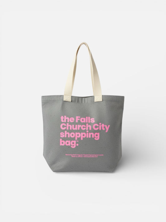 LOCALE Reusable Canvas Tote — Light Ash Grey / Electric Pink — Printed in the USA