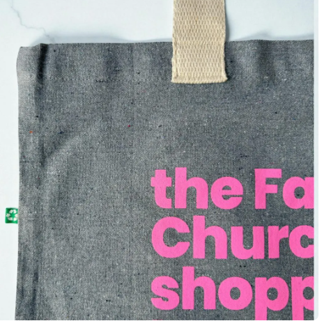 LOCALE Reusable Canvas Tote — Light Ash Grey / Electric Pink — Printed in the USA